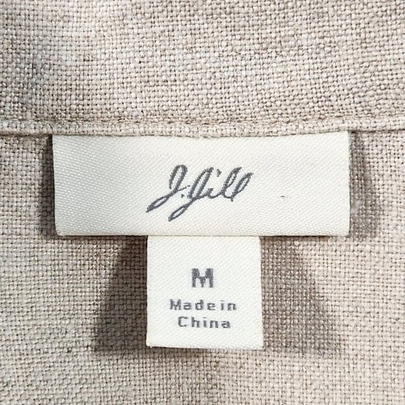 j.jill Blazer Womens Medium Linen Tan Button Down Embroidery Pockets Collared - Picture 8 of 13